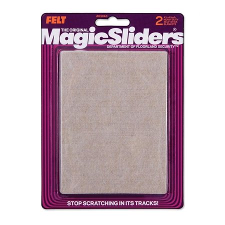 MAGIC SLIDERS Felt Self Adhesive Protective Pads Tan Rectangle 6 in. W X 4-1/2 in. L , 2PK 63040